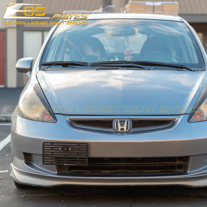 Tow Hook License Plate Relocation Bracket For Honda Fit 2006-2008 – No Drill, Black